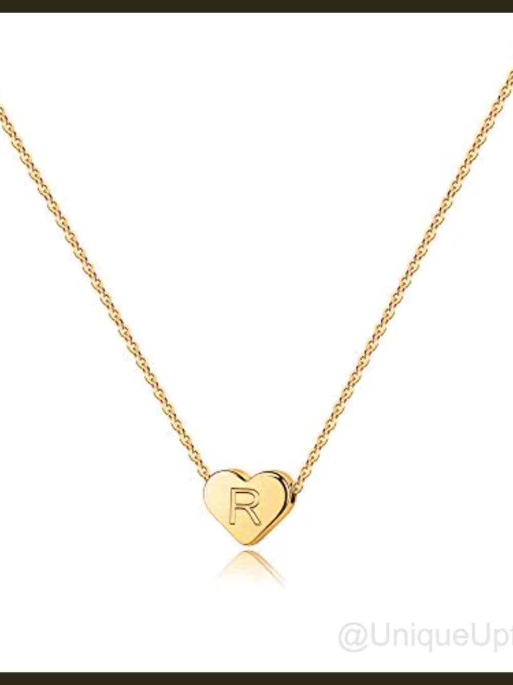 14K Gold Plated Heart Initial R Necklace Adjustable Chain Birthday Gift